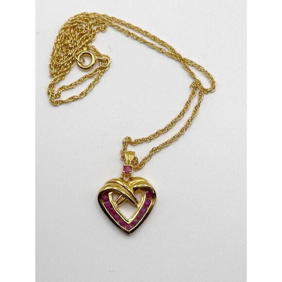 The Danbury Mint Necklace Yellow 14K Gold Plated Dozen Rubies - Picture 3 of 5